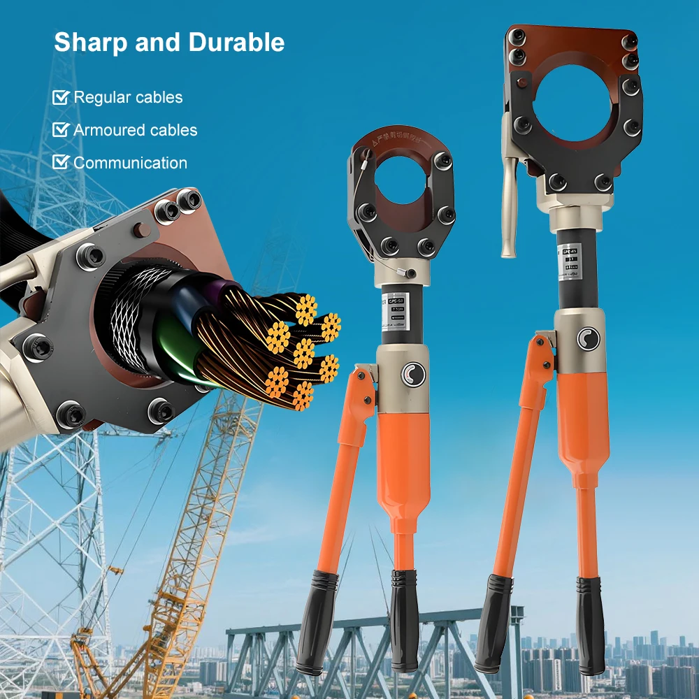 

Гидравлический кабельный резак Ножницы для кабеля 50/75/85/95, гуманизированная ручка Гидравлический режущий инструмент с острой режущей кромкой