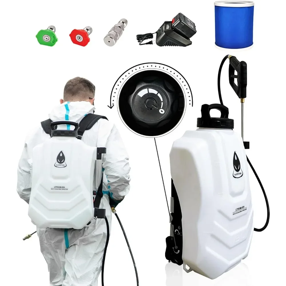 

Battery Powered Backpack Sprayer 4 Gallon, Self-Cleaning Garden Sprayer, 4.9Ah Ultra-Long Power Supply Lithium Battery Sprayer