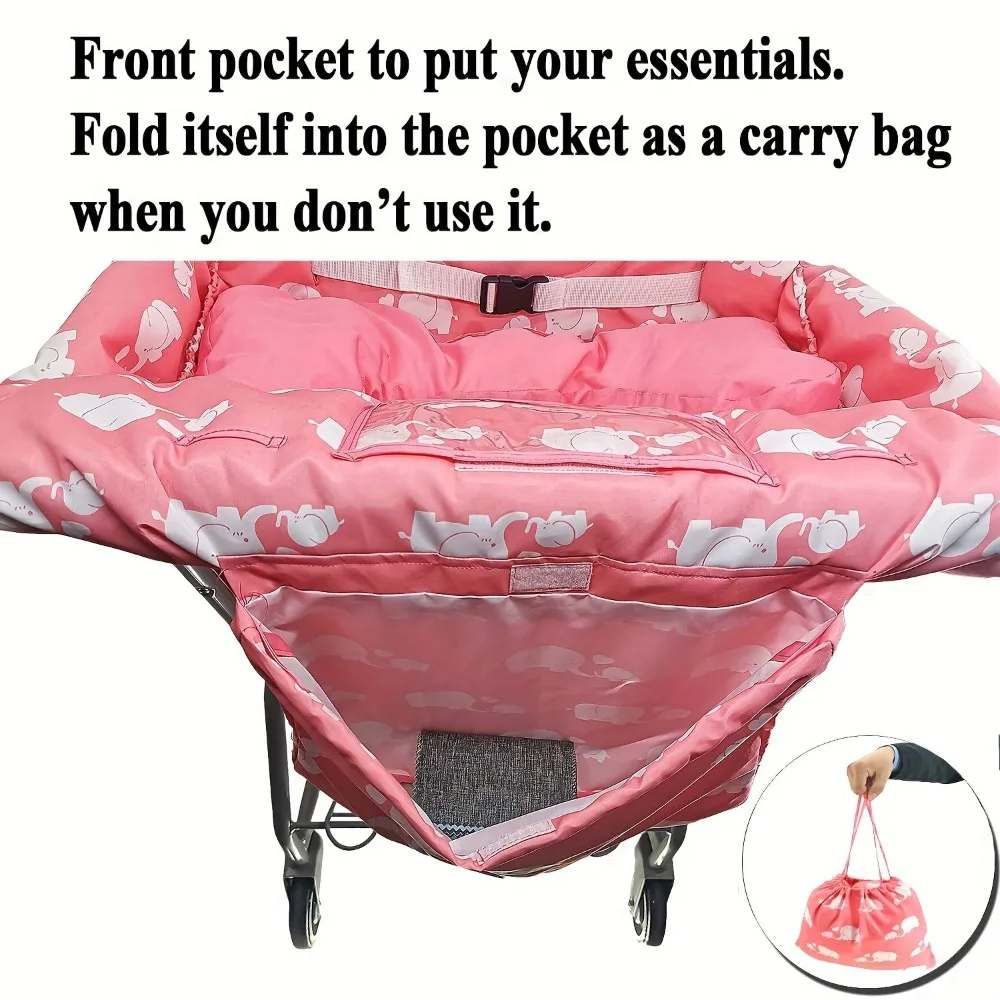 Morbido cuscino attaccato Carrello della spesa 2 in 1 e fodera per seggiolone per bambino Fodera per carrello imbottita in cotone portatile con borsa per il trasporto Animale