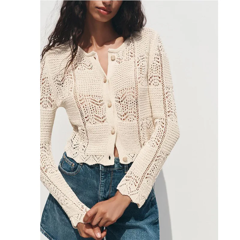 

Sweet Sle Knitted Long Sve round Ne Me Outerwear New Summer Women's Faion Breathable ort Length Button up Cardigan