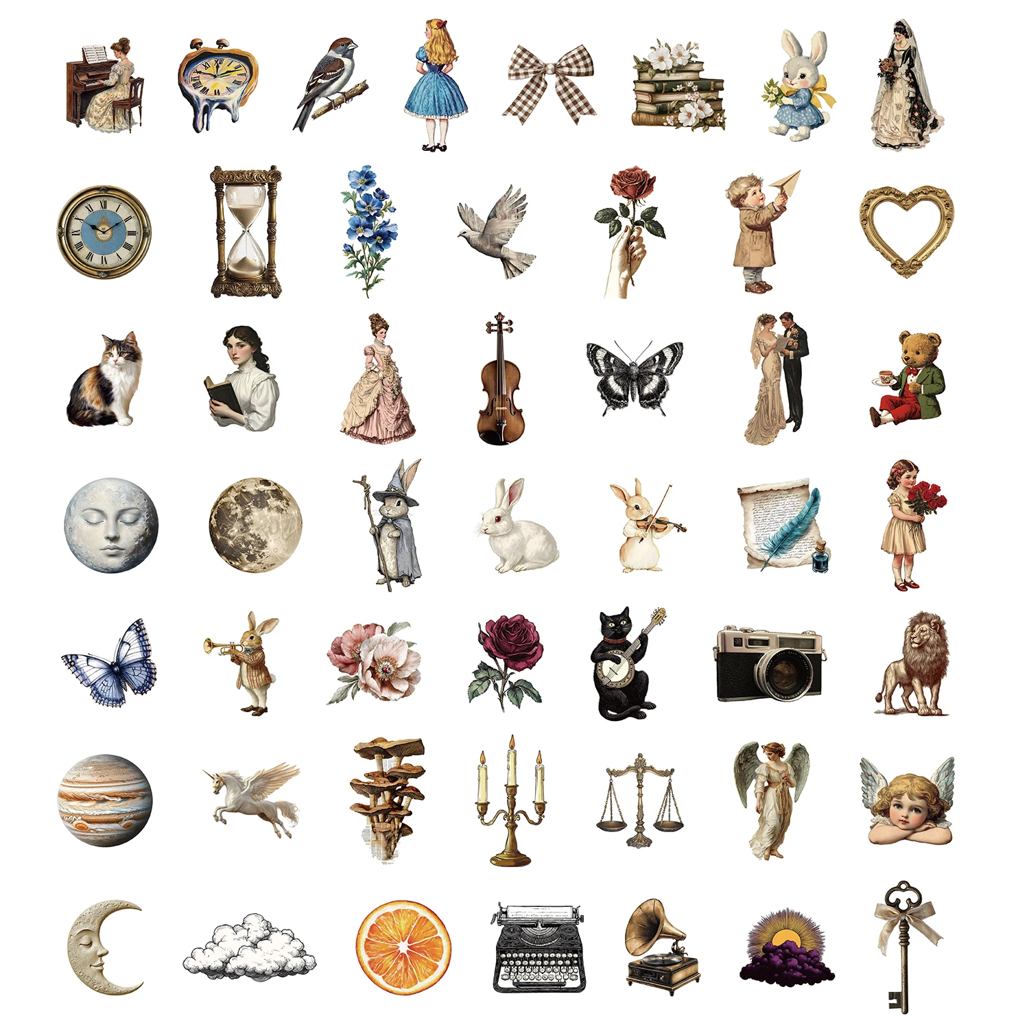 50 adesivi estetici di arte retrò, custodie per telefoni fai da te, adesivi giocattolo per tazze d'acqua per laptop