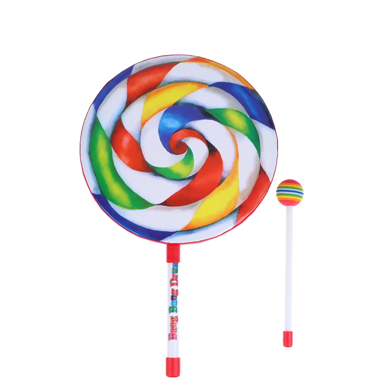 Lollipop Hand Drum 6 Inch / 8 Inch / 10 Inch Percussion Instruments Colorful Dance Props Infant Musical Toys Teaching Aids