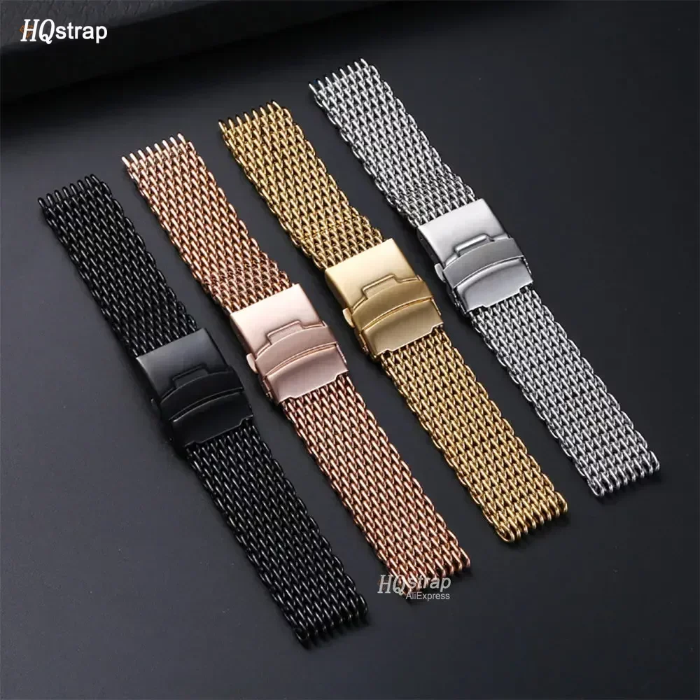 Mesh Stainless Steel Watch Band 18mm 20mm 22mm 24mm Belt for Seiko Smartwatch Replacement Strap for Samsung Band Bracelet Luxury