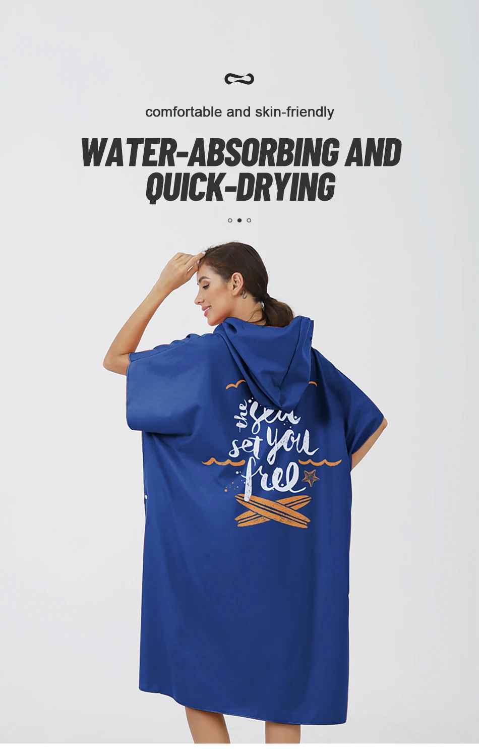 Surf-Poncho, individuelles Handtuch, Wassersport, Kapuzenmantel, Mikrofaser-Stranddecke, Bad, Schwimmen, Handtuch, Neoprenanzug, Strandponcho für Erwachsene – Detail 1