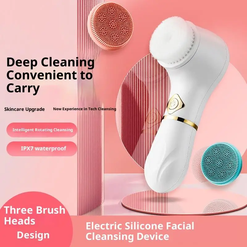 3 في 1 الكهربائية سيليكون فرشاة الوجه الأنظف الاهتزاز الدورية تدليك المسام التطهير أداة مقاوم للماء الجمال أداة