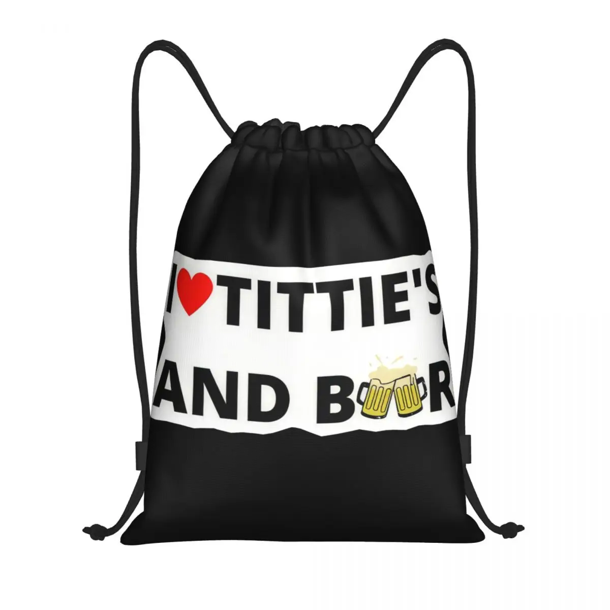 

I Heart Titties And Beer Multi-function Portable Drawstring Bags Sports Bag Book Bag For Travelling