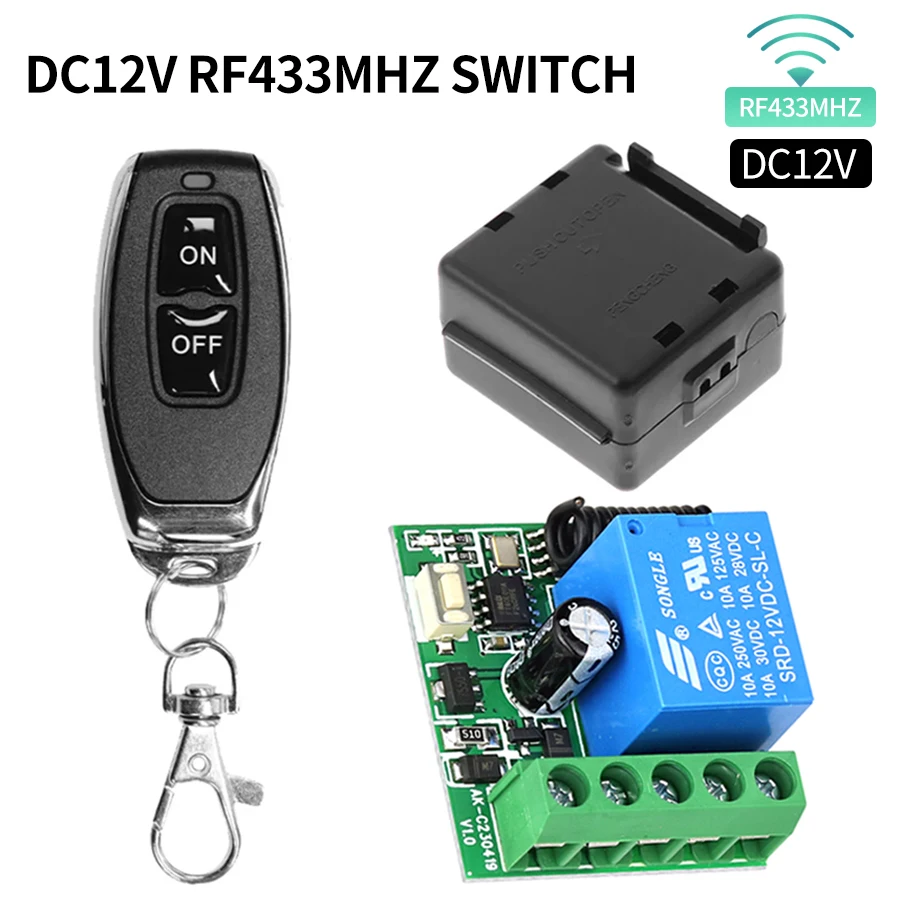 433Mhz Wireless Switch Module DC 12V ON OFF Remote Control 1CH RF 10A Relay Receiver and Transmitter For LED Garage Door