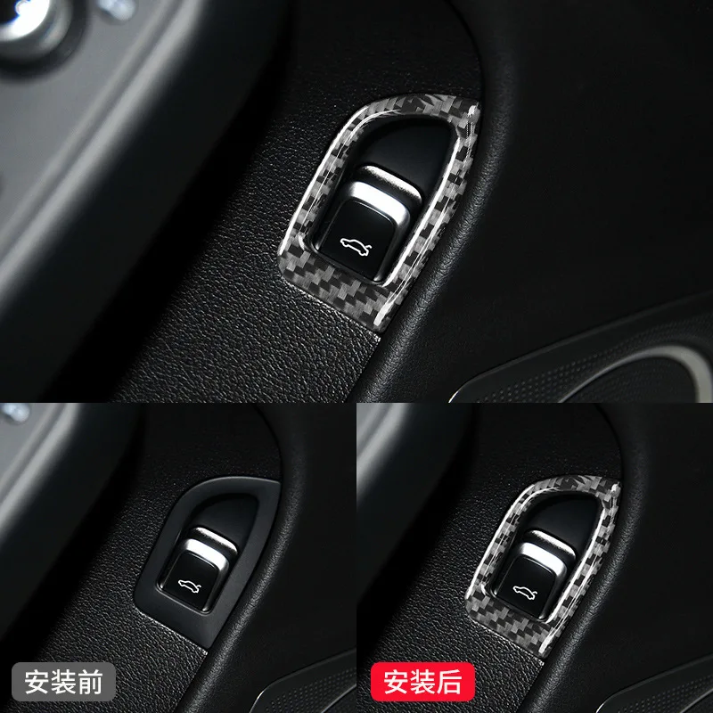 

FOR Audi 09-16 A4L Converting the trunk switch button Decorative frame Carbon fiber pattern Interior stickers Car decoration