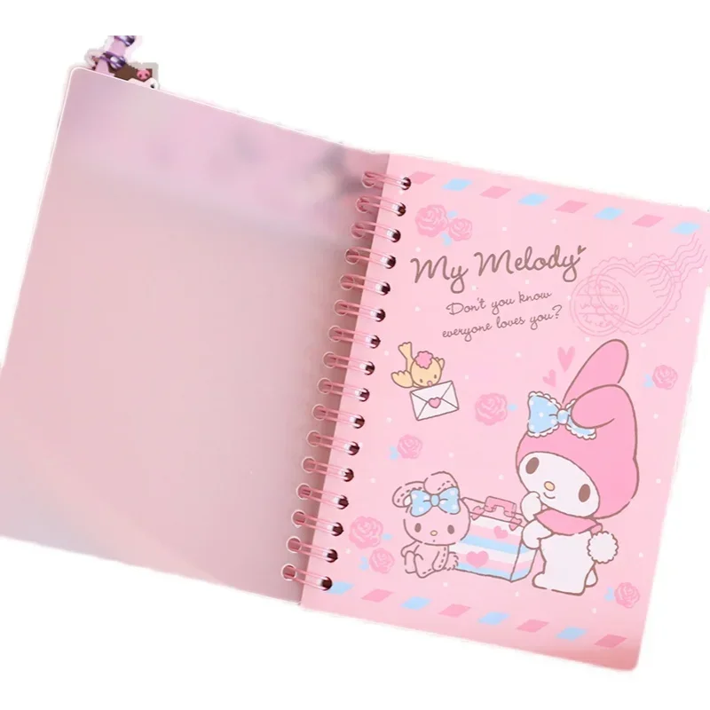 Cartoon Sanrios Girl Portable Notebook Kawaii Melody Hello kitty Cinnamoroll Kuromi A6 Diary Bobine De Couleur Holiday Gifts