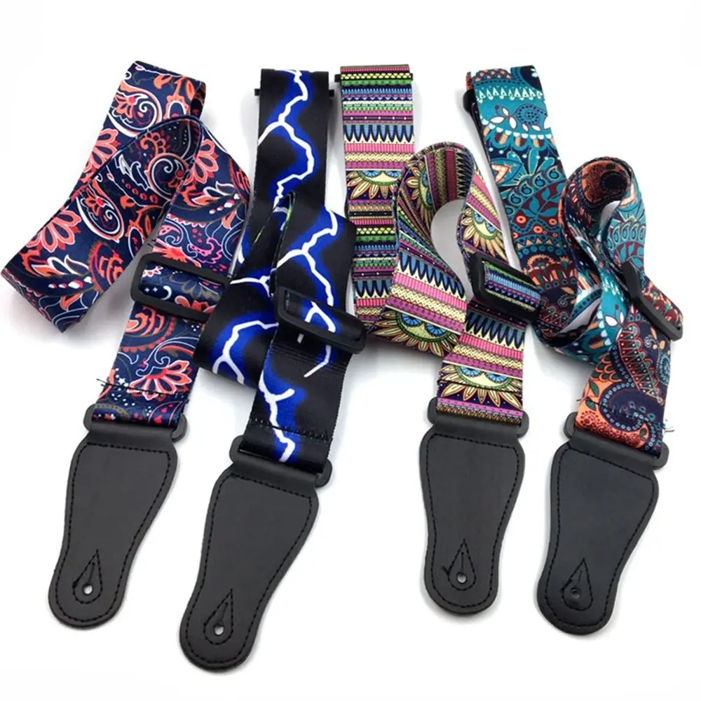 Guitar Strap Multi-Color Guitar Belts Bass Acoustic Electric Guitar Accessories Adjustable Colorful Printing Nylon Guitar Straps