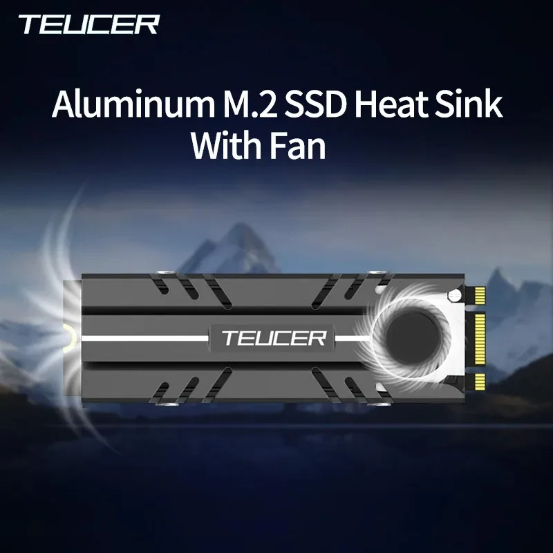 TEUCER M.2-5 2280 Solid State Disk Air Circulation Cooler M.2 NVMe SSD Heat Sink with Thermal Pad for Computer Accessories