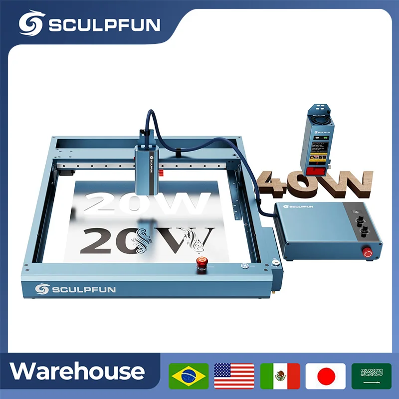 SCULPFUN 40W Diode 20W Infrared Fiber Laser Dual Laser A9 Ultra Engraver Cutting Machine For Wood Paper Metal Plastic Leather