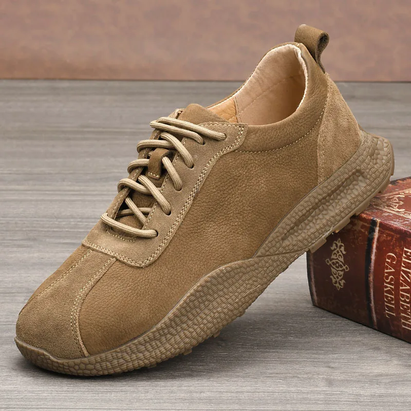 

Men's Shoes Top Layer Cowhide Retro Casual Sports Shoes Rubber Sole Leather Shoes Matte Fashionable Leather Soft Sole Breathable