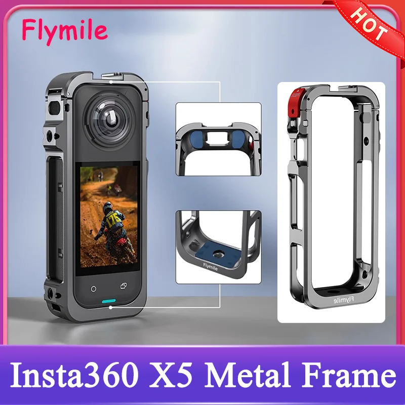 

Металлический расширительный чехол для Insta360 X5 с силиконовой крышкой объектива, противоударная защитная клетка для кроликов, аксессуары Insta 360