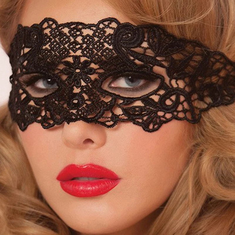 Sexyshop-Máscara de ojos hueca de encaje negro para mujer, accesorios eróticos de Halloween, Juguetes sexuales para adultos, máscara de ojos para mascarada, 18