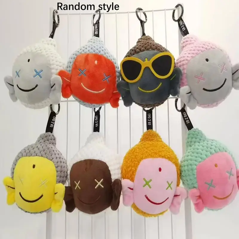 1pc Buddha Keychain Fashion Plush Pendant Key Ring Multi-functional Buddha Ornaments Soft Lucky Keychain Buddha Plush Doll Gifts