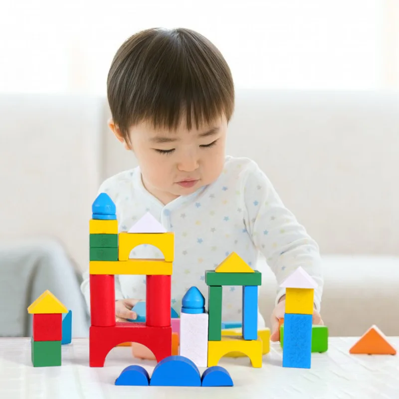 

Mini Wooden Building Blocks Educational Toys For Children Colorful Wood Assembled Puzzle Baby Intelligence Development Toy Gift