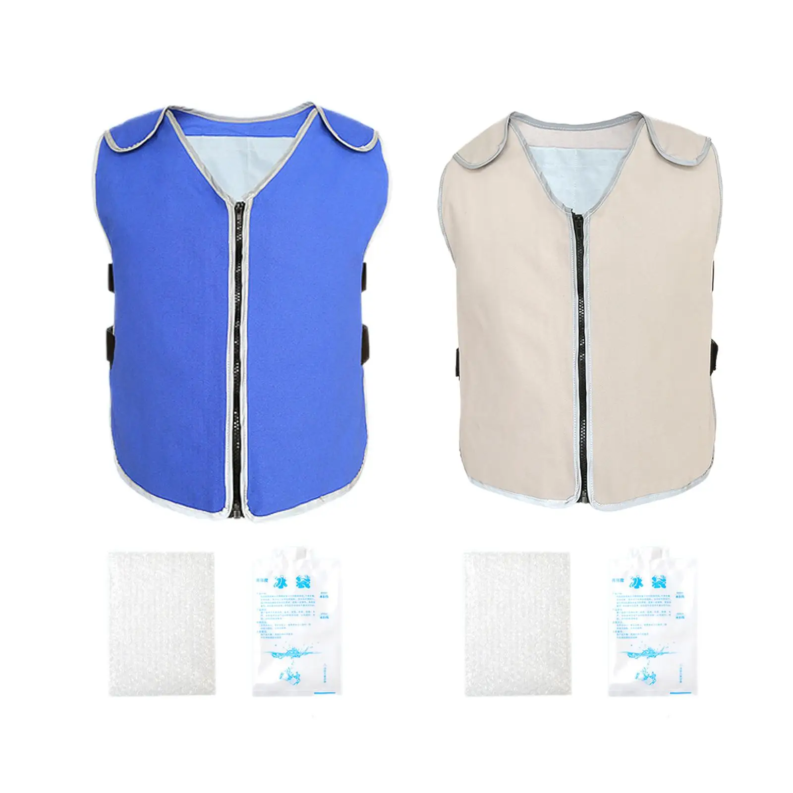 Reusable Cooling Vest with Reflective Strip Zipper for Unisex Outdoor