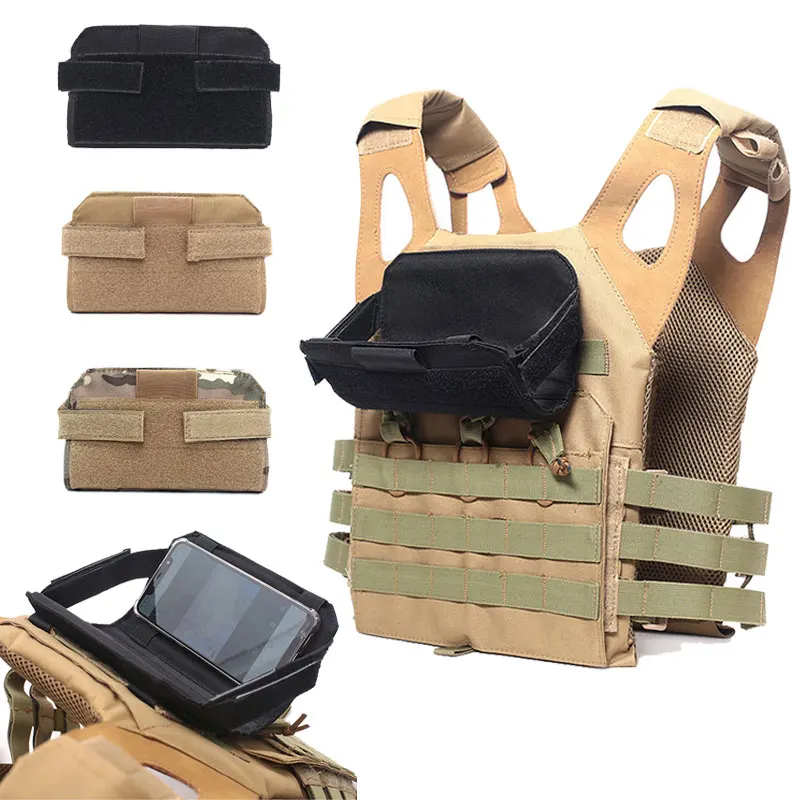 Tactical MOLLE Phone Map Holder Carrier Pouch Vest Plate Front Panel Belt Stiky Pack EDC Utility Outdoor Hunting Accessories