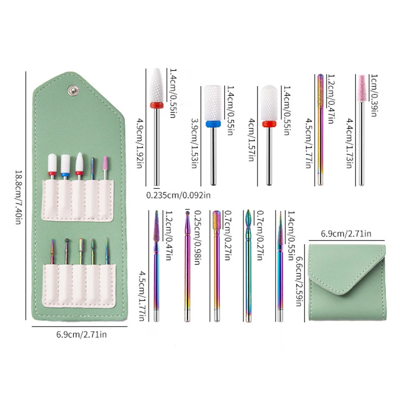 10 pezzi frese in ceramica al tungsteno per manicure accessori per trapano per unghie in carburo punte strumenti per attrezzature per nail art per taglio di fresatura a macchina