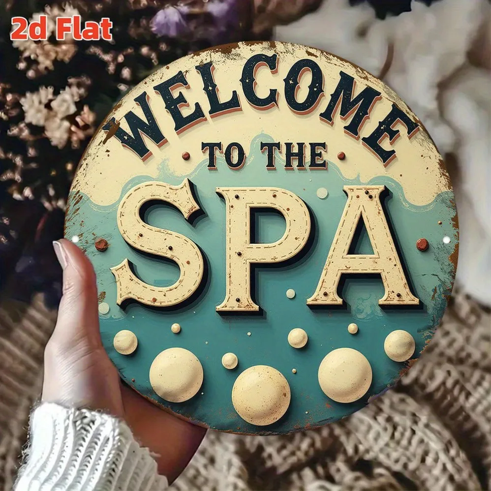 

2D Flat"Welcome to the Spa-Themed Metal Wall Art Sign-Suitable forBeauty Salons/Spas/Hotel Spa Areas/Relaxing Space Decoratio