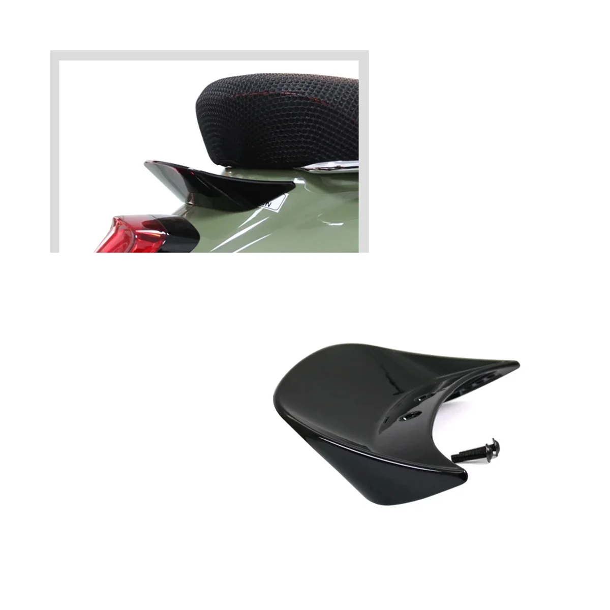 Motorcycle Fairing Tailpiece Tail Section Fairing Cowl Deflector for Vespa Sprint 50 125 150(Black)