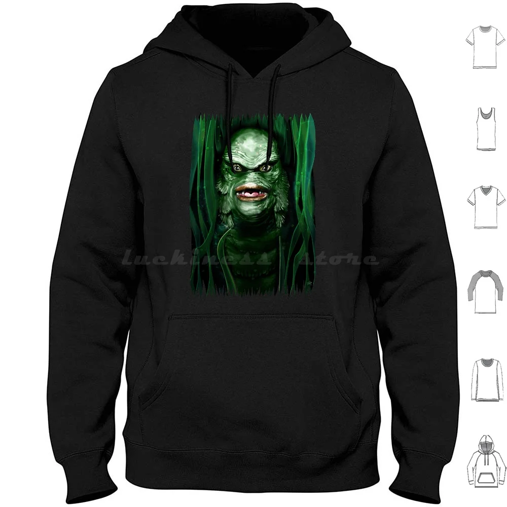 The Creature Hoodie cotton Long Sleeve Horror Halloween Creature Lagoon Black From The Water Sea Monster Beast Classic