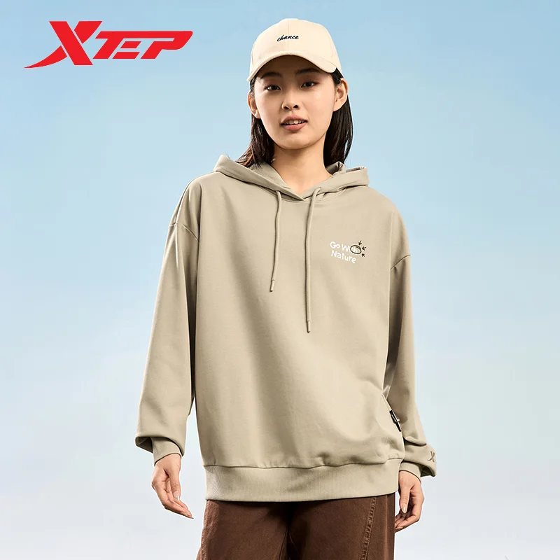 Xtep Pullover Hoodie For Women 2024 Spring Casual Leisure Women\'s Sweatshirt Training Lift Style Soft Outdoor Tops 876128930012