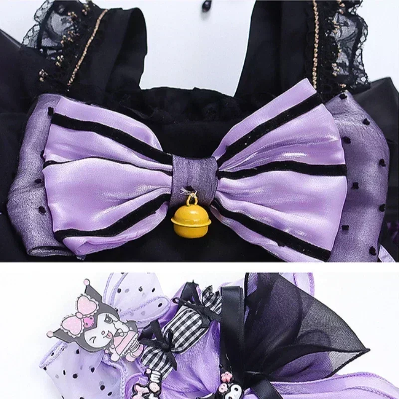 Sanurgente Kuromi Cosplay Robe d'Halloween pour Enfants, Jupe Plissée, Style Académique, Vêtements d'Extérieur pour Bol, Robe de Princesse, Cadeau de Festival d'Anniversaire