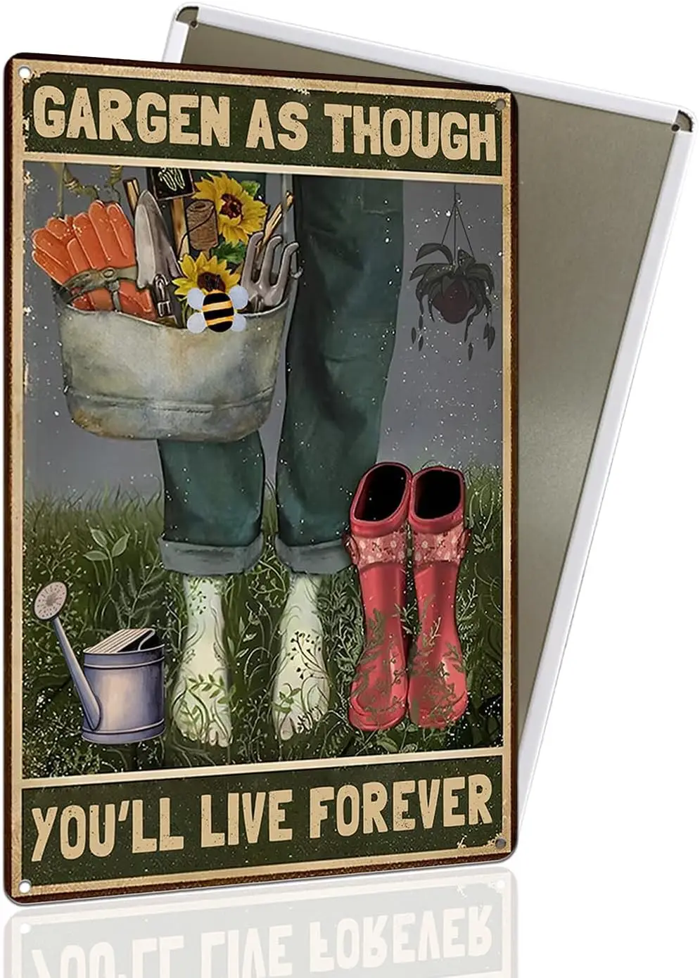 Funny Garden Metal Sign for Decor, GARDEN AS THOUGH YOU'LL LIVE FOREVER Vintage Backyard Porch Yard Garden Decor Outdoo sign