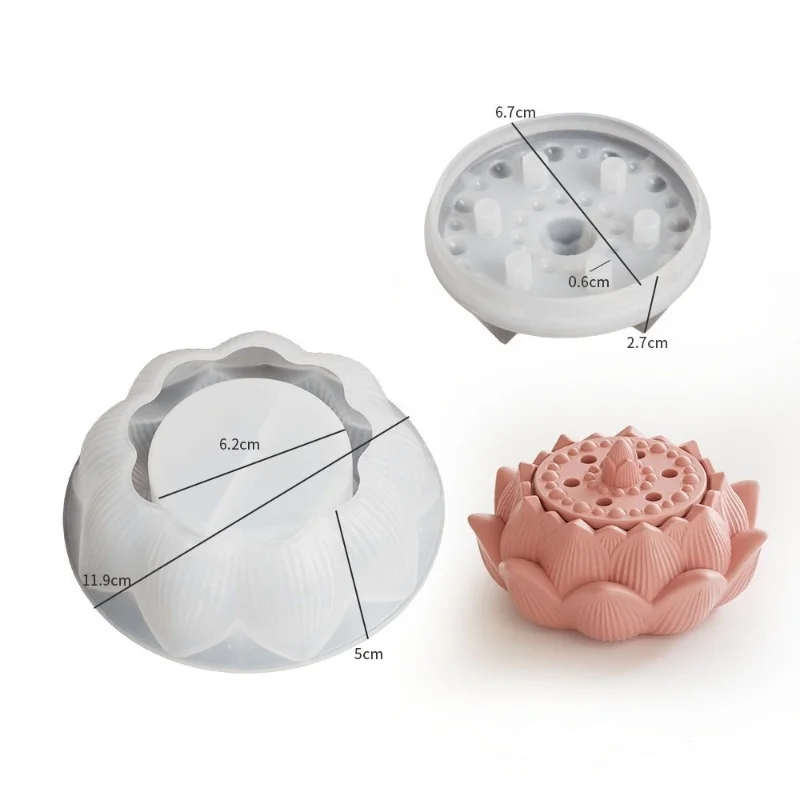 Diy Epoxy Lotus Organiser Plaster Aroma Candle Cup Silicone Moulds