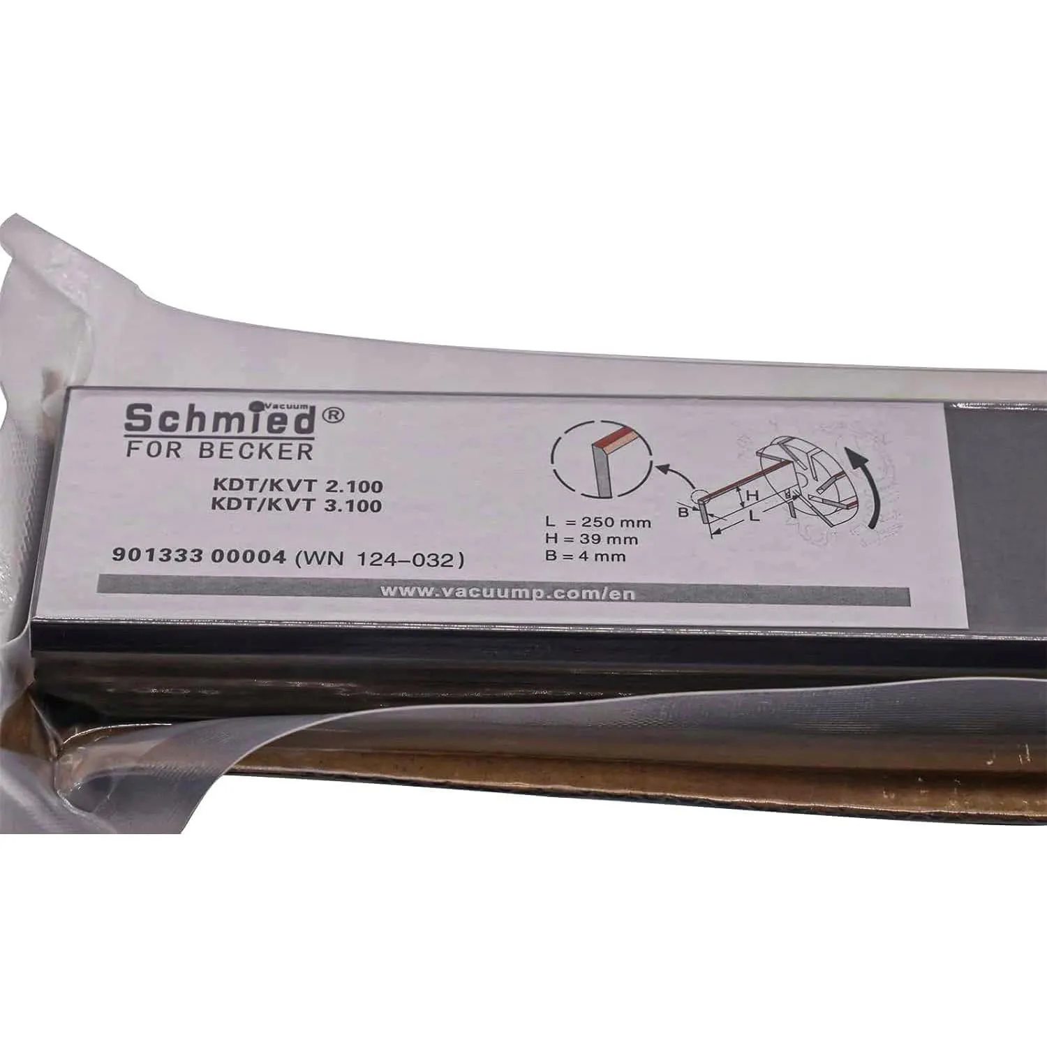 4 Pack Vane WN124-032 90133300004 for Becker Vacuum Pump KDT 2.100, KVT 2.100, KDT 3.100, KVT 3.100, 250-39-4mm