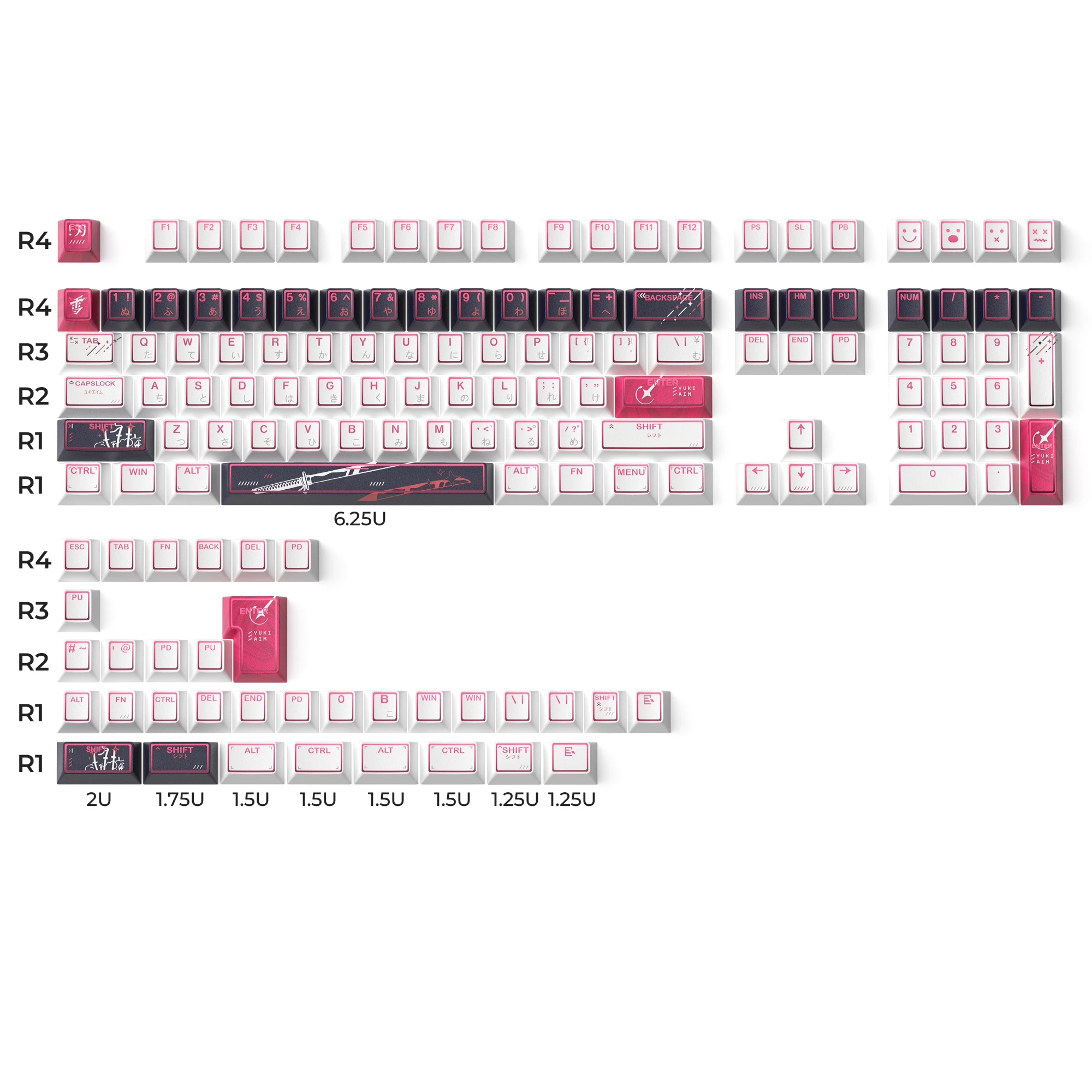 XVX Yuki Aim Keycaps Anime PBT Cherry Profile