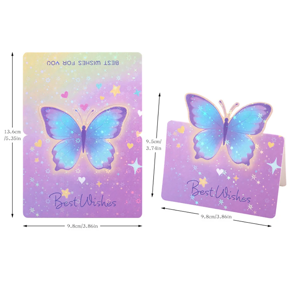 6 قطع من بطاقات المعايدة ثلاثية الأبعاد على شكل فراشة، بطاقة تغليف هدايا نعمة إبداعية لمتجر الزهور #6