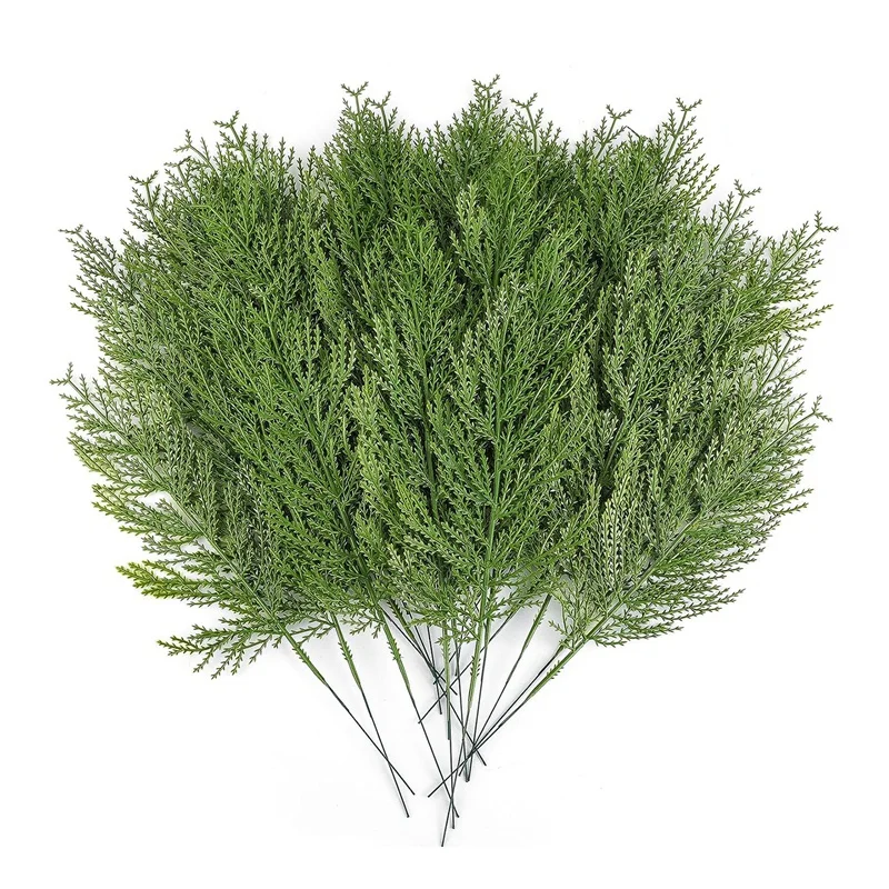 40Piece Artificial Cedar Sprigs Faux Cedar Spray Branches Plastic Greenery Christmas DIY Green