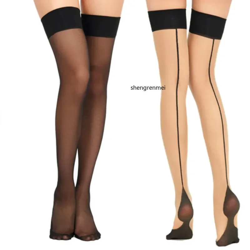 Summer Women Thin Stockings Female Back Line Hosiery Fashion Ladies Transparent Thigh High Silk Stocking Sexy Costumes Dropship