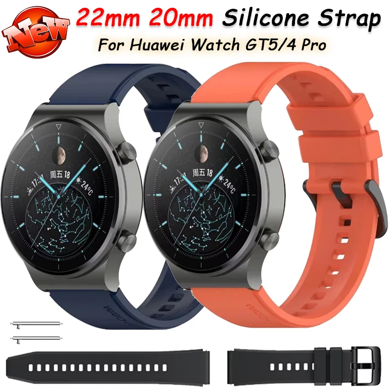 22mm 20mm Silicone Strap For Huawei Watch GT5/4 Pro Samsung Galaxy Watch 7 6 5 4 Replacement wristband For Amazfit GTR/Balance