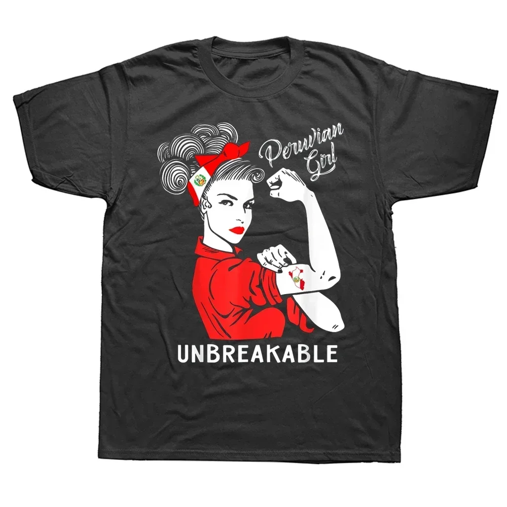 Streetwear Short Sleeve Birthday Gifts Summer Style T-shirt Funny Peruvian Girl Unbreakable Peru Flag T Shirt Graphic Cotton New