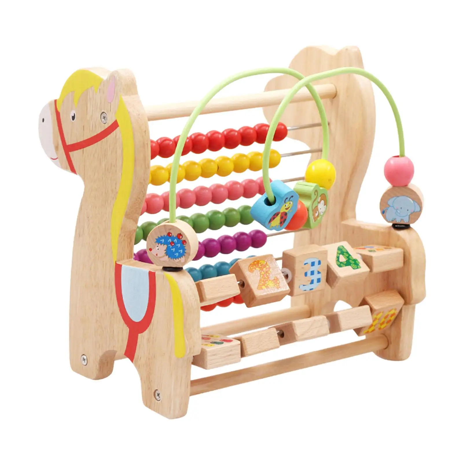 Wooden Bead Maze Toy for Toddlers Early Learning Abacus Horse Educational Gift Kids Counting Cube Sensory Preschool Math
