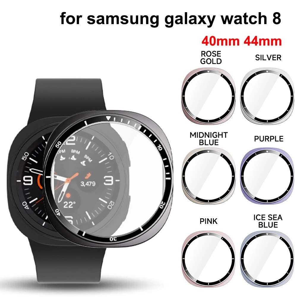 Vetro temperato + Cover per PC per Samsung Galaxy Watch 8 44mm Custodia protettiva per paraurti protettiva per tutta la copertura per Galaxy Watch 8 40mm Accessori