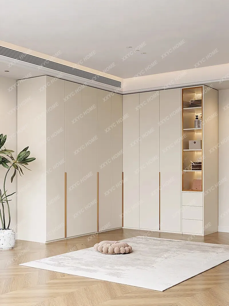 Customized wardrobe cream wind one door to top aviation honeycomb aluminum plate modern simple home bedroom aluminum