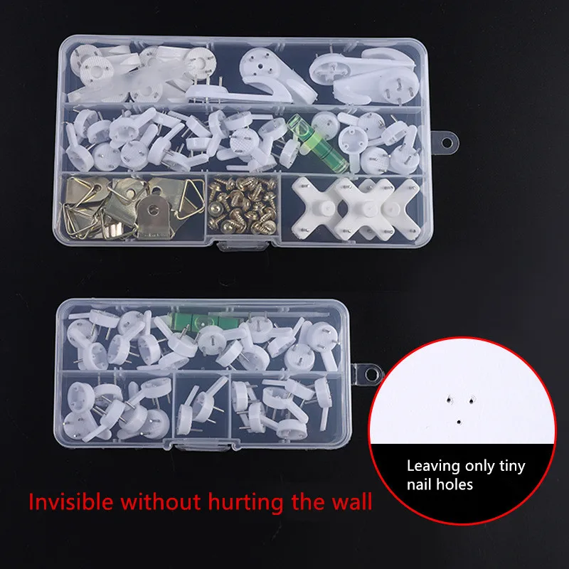 20PCS MultiFunction White Painting Photo Plastic Nail Plastic Hanging Hanger Home Decor Wall Hooks Photo Clock Picture Frame