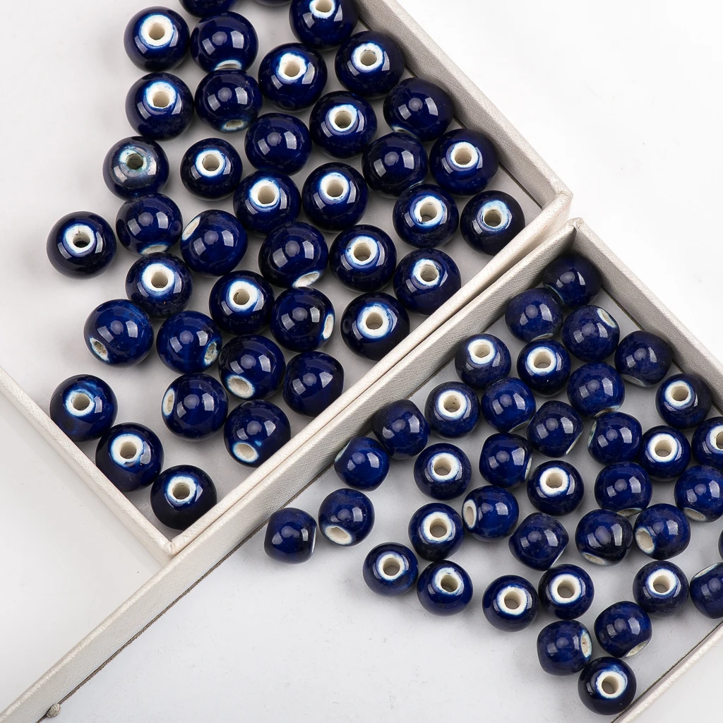 10#12# 40pcs DIY Round Pure Color Ceramic Beads Beading Handmade Porcelain Bead For Jewelry Making #A301B