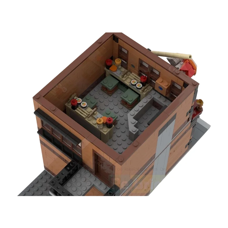 

Модульная модель-конструктор «Ресторан суши» (MOC), набор для самостоятельной сборки в японском стиле, вид на улицу, для коллекции