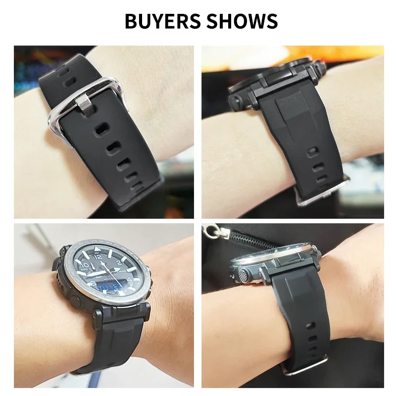 Silicone Watchband for Casio Mountaineering Replace Watch Strap PRW-6600 PRG-600/650y Solid Stainless Steel Buckle Waterproof