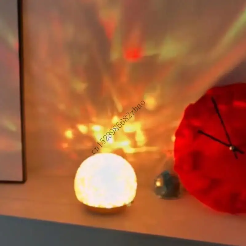 H7ea Water Ripples Projector Night Light Crystal Lamp Home Bedside Decoração Lâmpada Projeto 3 Coloras Atmosferas Luz