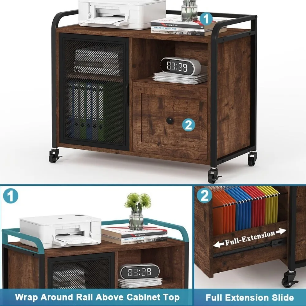 Dart Board Games Rolling Filing Cabinets With Drawer Schedari Mobile Wood Metal Printer Stand With Storage (Rustic Oak) Ps5 File