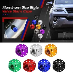 4Pcs Dice Style Tire Valve Stem Caps for Cars Motorcycles Bicycle Aluminum Alloy Nipple Caps Tyre Air Valve Dustproof Wheel Caps