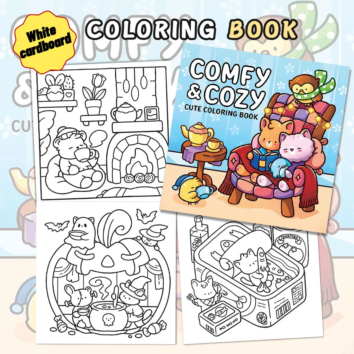 Libros para colorear con esquinas cómodas, escenas acogedoras, fácil colorear, para padres en casa, bricolaje infantil, relajarse, desplegar, aumentar la creatividad