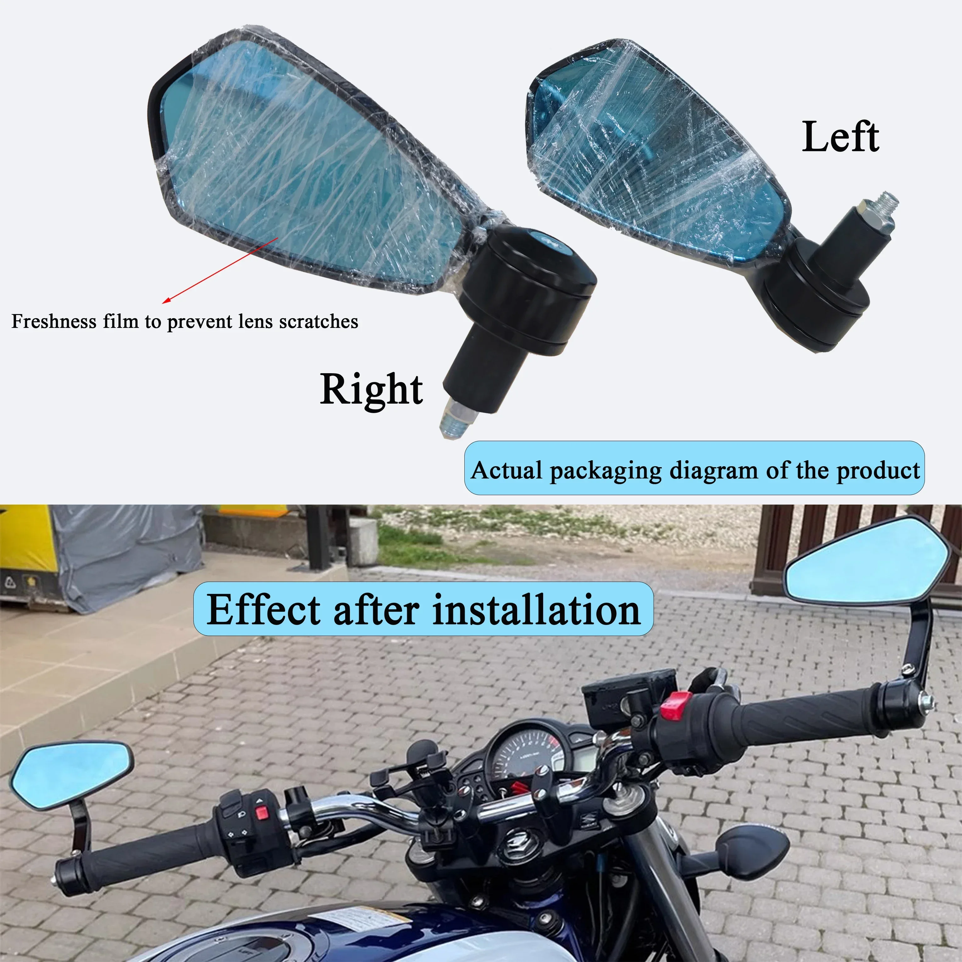 Ein Paar Motorrad-Lenkerendenspiegel, Elektrofahrzeuge, Fahrräder, universelle Lenker, klappbare Lenker, Reflektoren – Detail 9